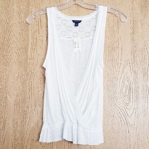 Aeropostale Crisscross Crochet/Knit Cream Tank